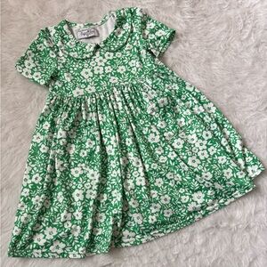 Boutique Style Springtime Green and White Floral Collared Dress